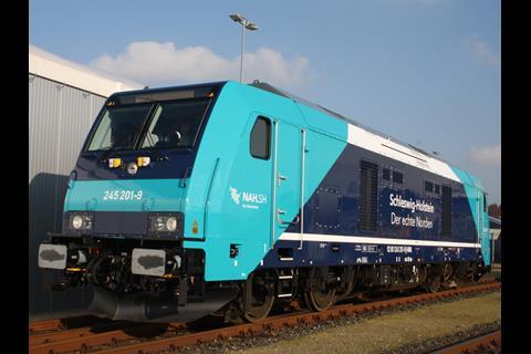 Bombardier Traxx Multi-Engine locomotive for Marschbahn services. Schleswig-Holstein’s Minister of Transport Dr Frank Nägele unveiled the first of 15 Bombardier Traxx Multi-Engine locomotives ordered for Marschbahn services.
